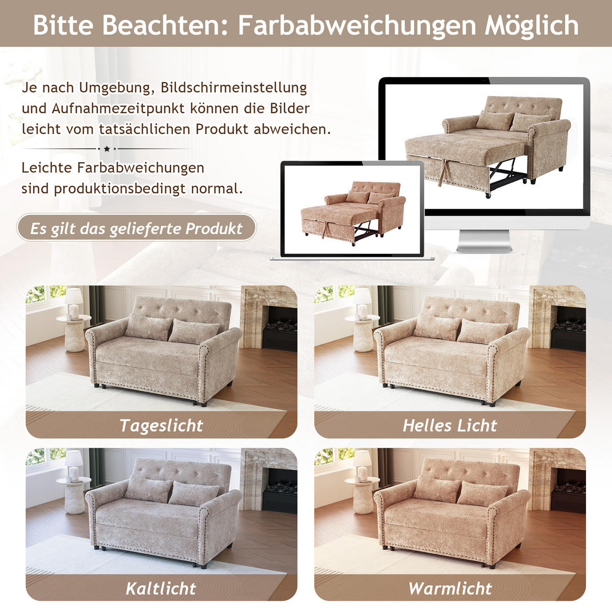 SCHLAFSOFA ausziehbar mit Schlaffunktion Mehrfarbig 80x120x82 cm Textil - Multicolor, Textil (80/82/120cm) - SONNENH
