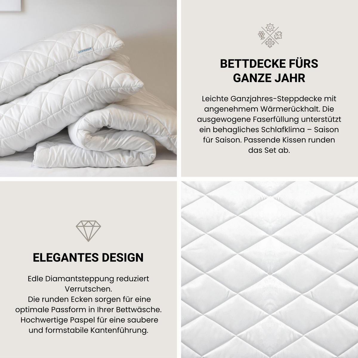 GANZJAHRESBETTDECKE Hygge - 155 x 220 cm - Weiß - Weiß, Textil (155/220cm) - SCHIESSER