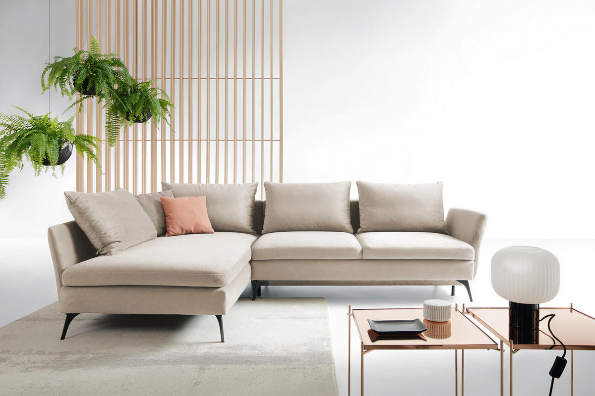 ECKSOFA Demisbal Beige mit Bettkasten - Beige, Textil (282/182cm) - Selsey