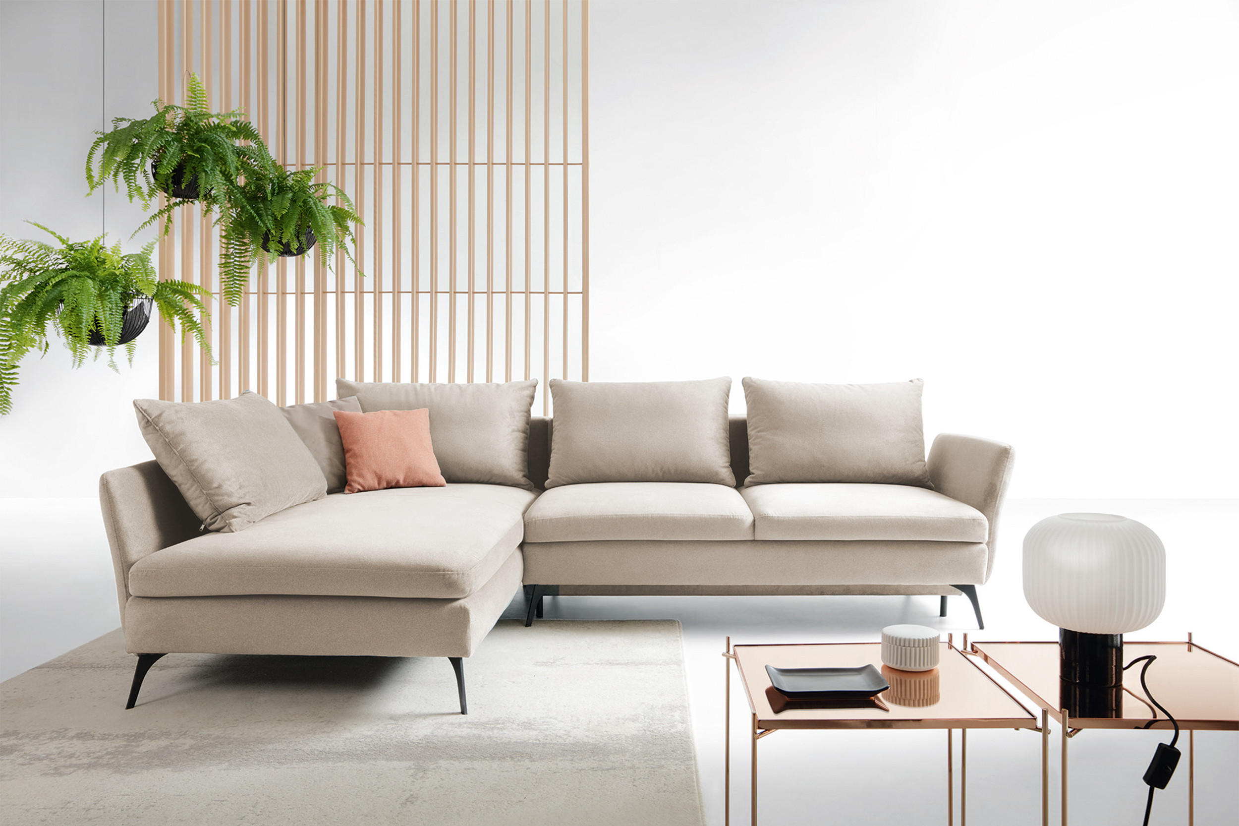 Thumbnail - Selsey Ecksofa, Beige, Textil, L-Form, 282x182 cm, Wohnzimmer, Sofas & Couches, Wohnlandschaften, Ecksofas