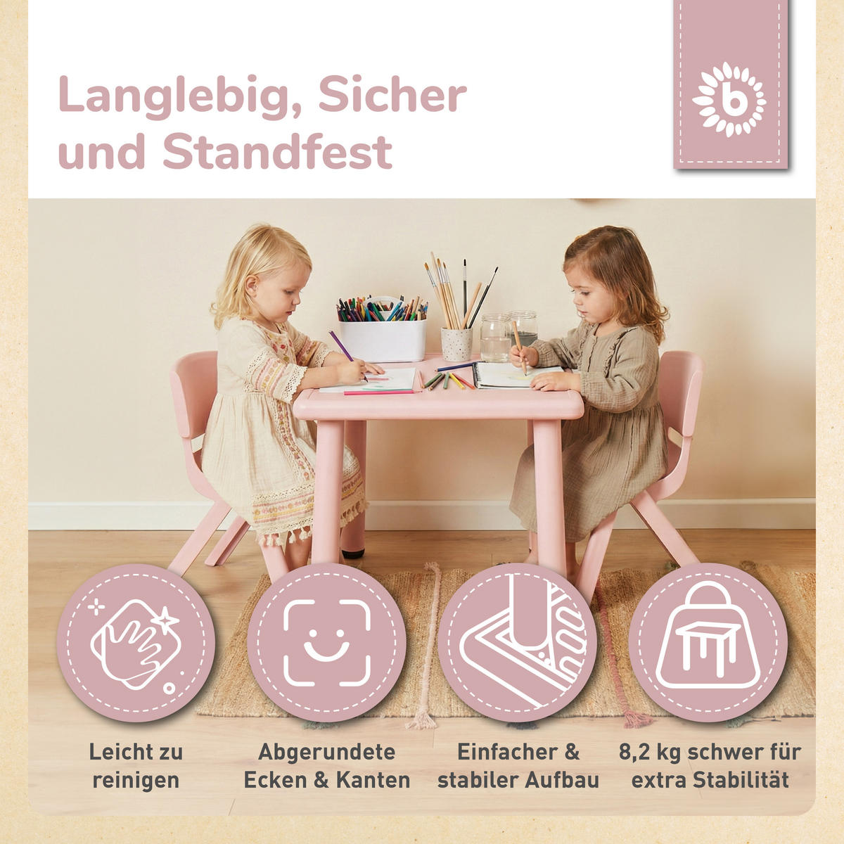 KINDERTISCH Dreamy Rose Gartentisch Kinder - Rosa, Kunststoff (62/52/62cm) - Bieco Spielwaren