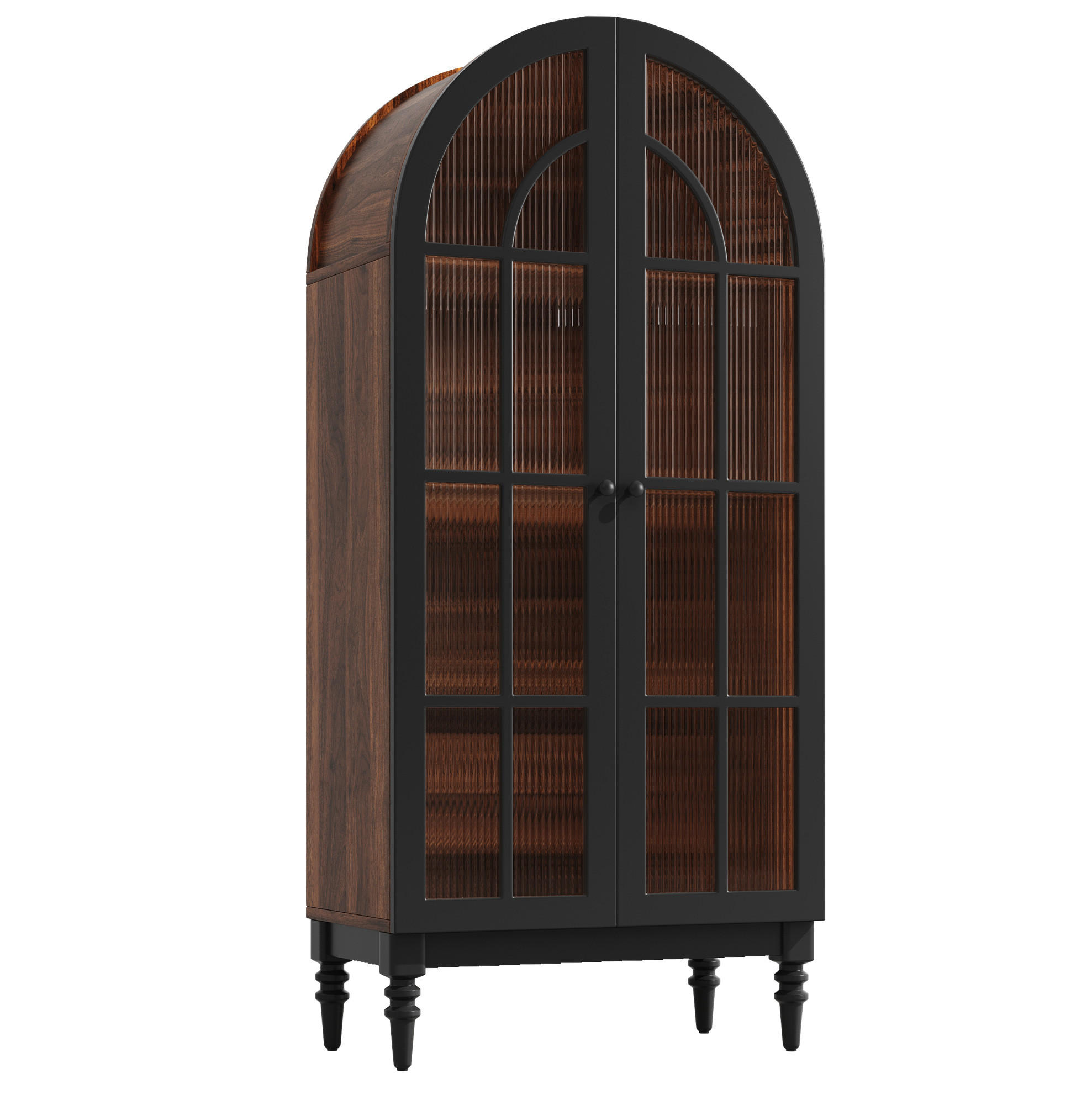 VITRINE 76/35,5/165 cm aus MDF mit Glastüren Schwarz - Schwarz, Holzwerkstoff (76/76/35.5cm) - Modenvie