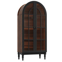 VITRINE 76/35,5/165 cm aus MDF mit Glastüren Schwarz - Schwarz, Holzwerkstoff (76/76/35.5cm) - Modenvie
