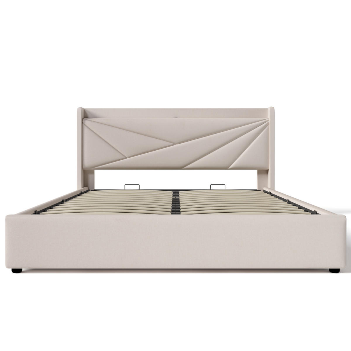 POLSTERBETT 180/200 cm Beige mit Stauraum und USB- und Type-C-Anschlüssen - Beige, Textil (180/200cm) - Flora Grace