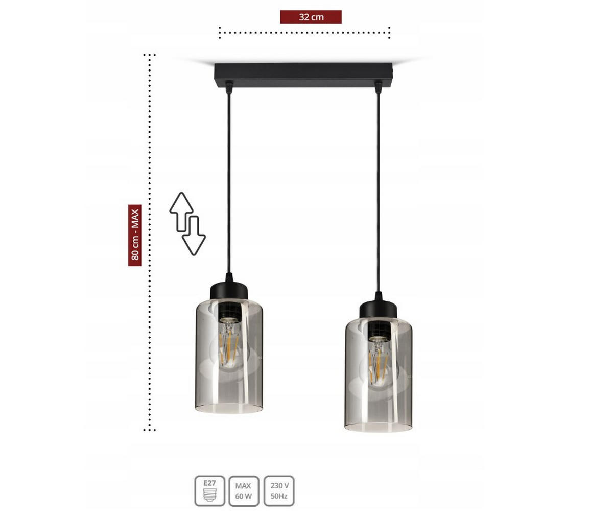 PENDELLEUCHTE TUBE - Transparent/Schwarz, Glas/Metall (10/32/80cm) - kiki design