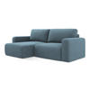 ECKSOFA mit Schlaffunktion links Strukturstoff Stoff Blau - Blau/Schwarz, Kunststoff/Textil (149/244cm) - Makamii