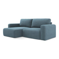 ECKSOFA mit Schlaffunktion links Strukturstoff Stoff Blau - Blau/Schwarz, Kunststoff/Textil (149/244cm) - Makamii