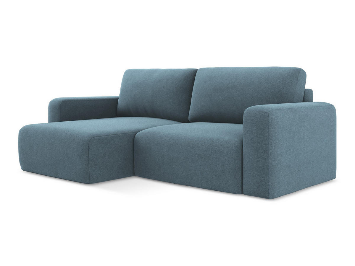 ECKSOFA mit Schlaffunktion links Strukturstoff Stoff Blau - Blau/Schwarz, Kunststoff/Textil (149/244cm) - Makamii