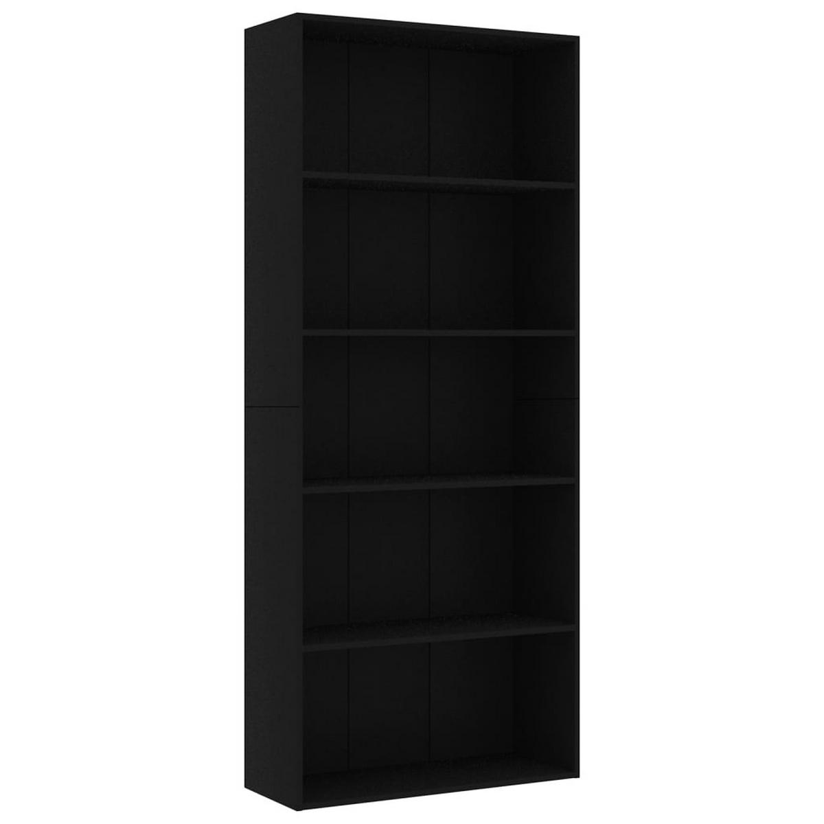 BÜCHERREGAL 5 Fächer Schwarz 80x30x189 cm Holzwerkstoff - Schwarz, Holzwerkstoff (80/189/30cm) - furnicato