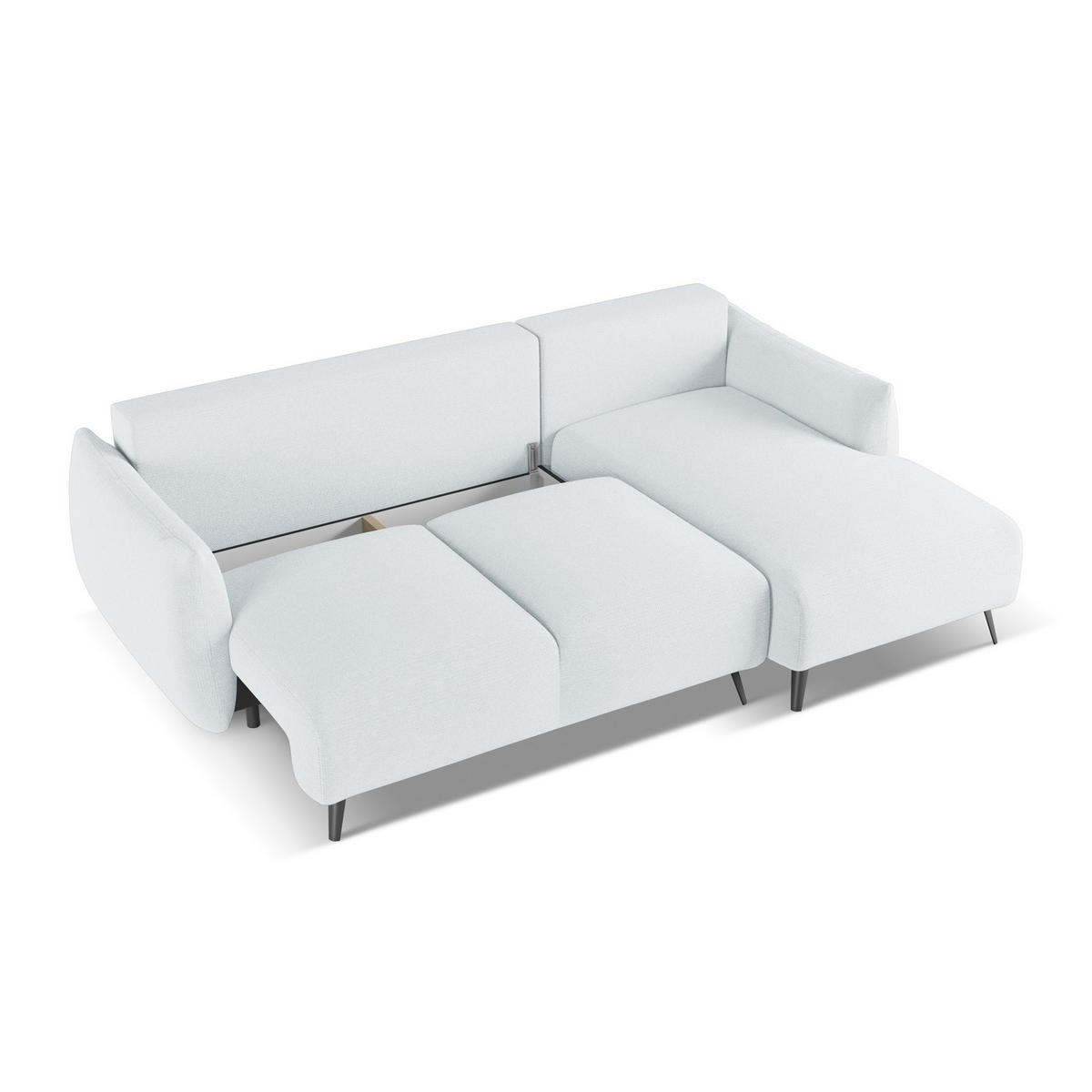 ECKSOFA mit Schlaffunktion Chenille Stoff Blau - Blau/Schwarz, Textil/Metall (242/162cm) - LaMiaSofa