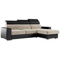 ECKSOFA FOX-L Beige/Schwarz - Beige/Silberfarben, Kunststoff/Textil (242/168cm) - MKS