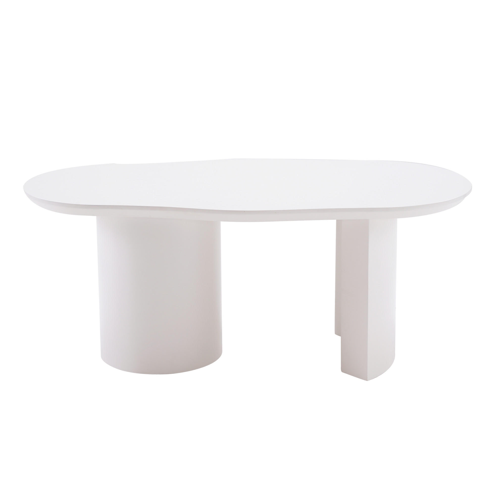 COUCHTISCH Weiß unregelmäßige Form lackiert 100/50/40,5 cm - Weiß, Holzwerkstoff (50/100/40.5cm) - PANGIVO