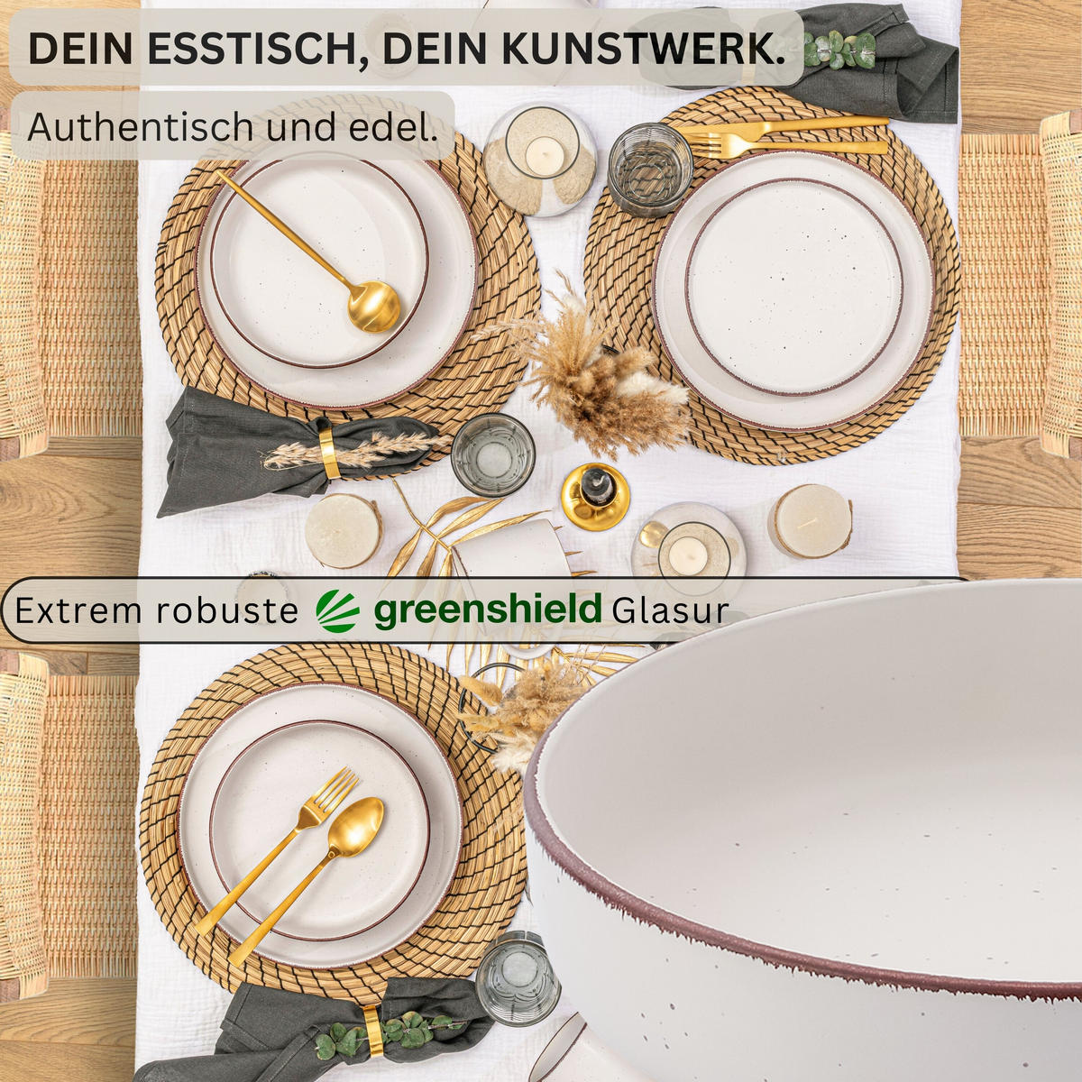 PASTASCHALEN BOMBAY IVORY - 4 teilig aus Steingut - Creme, Stein (20.5cm) - Sänger