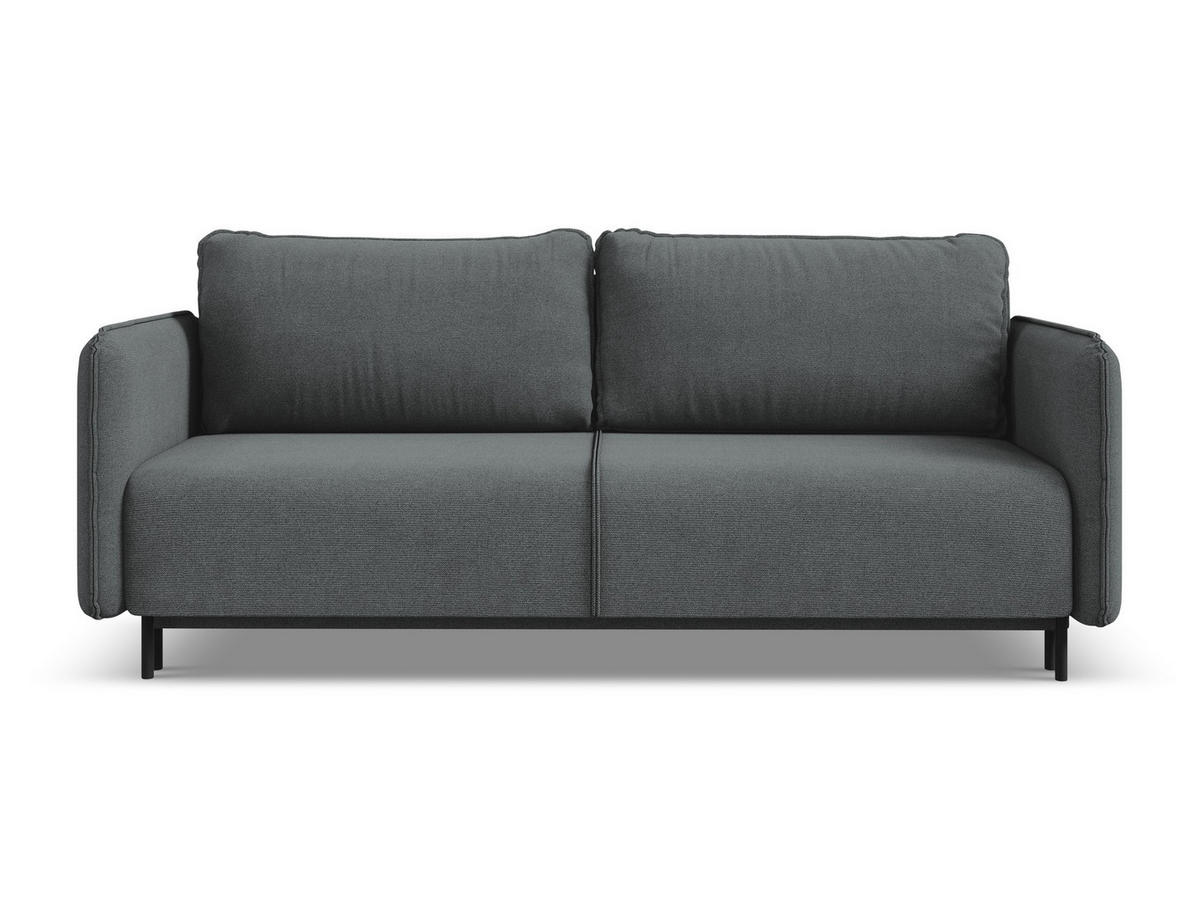 3-SITZER SOFA mit Schlaffunktion Strukturstoff Stoff Grau - Schwarz/Grau, Holz/Textil (226/90/92cm) - Makamii