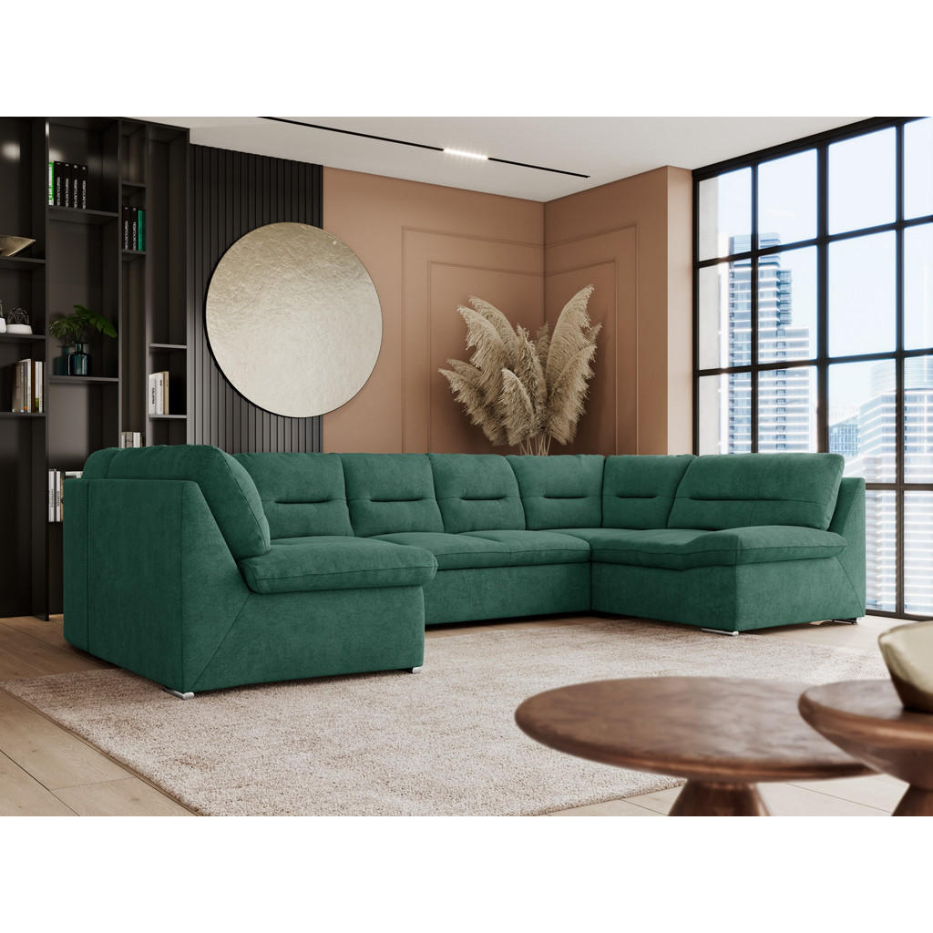 Thumbnail - MKS Wohnlandschaft, Grün, Textil, 6-Sitzer, U-Form, 340x93x206 cm, Wohnzimmer, Sofas & Couches, Wohnlandschaften, Wohnla...