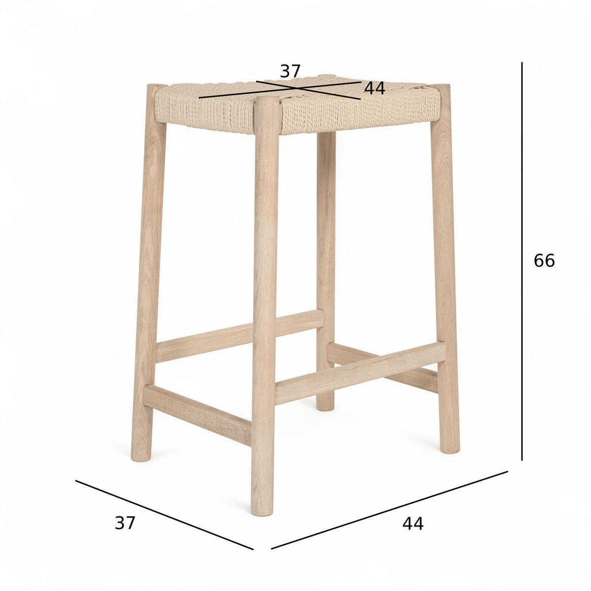 BARHOCKER 1 Stück in Rattan / Eiche Eiche bianco - Honigeiche/Eichefarben, Holz/Papier (44/66/37cm) - Furnhouse