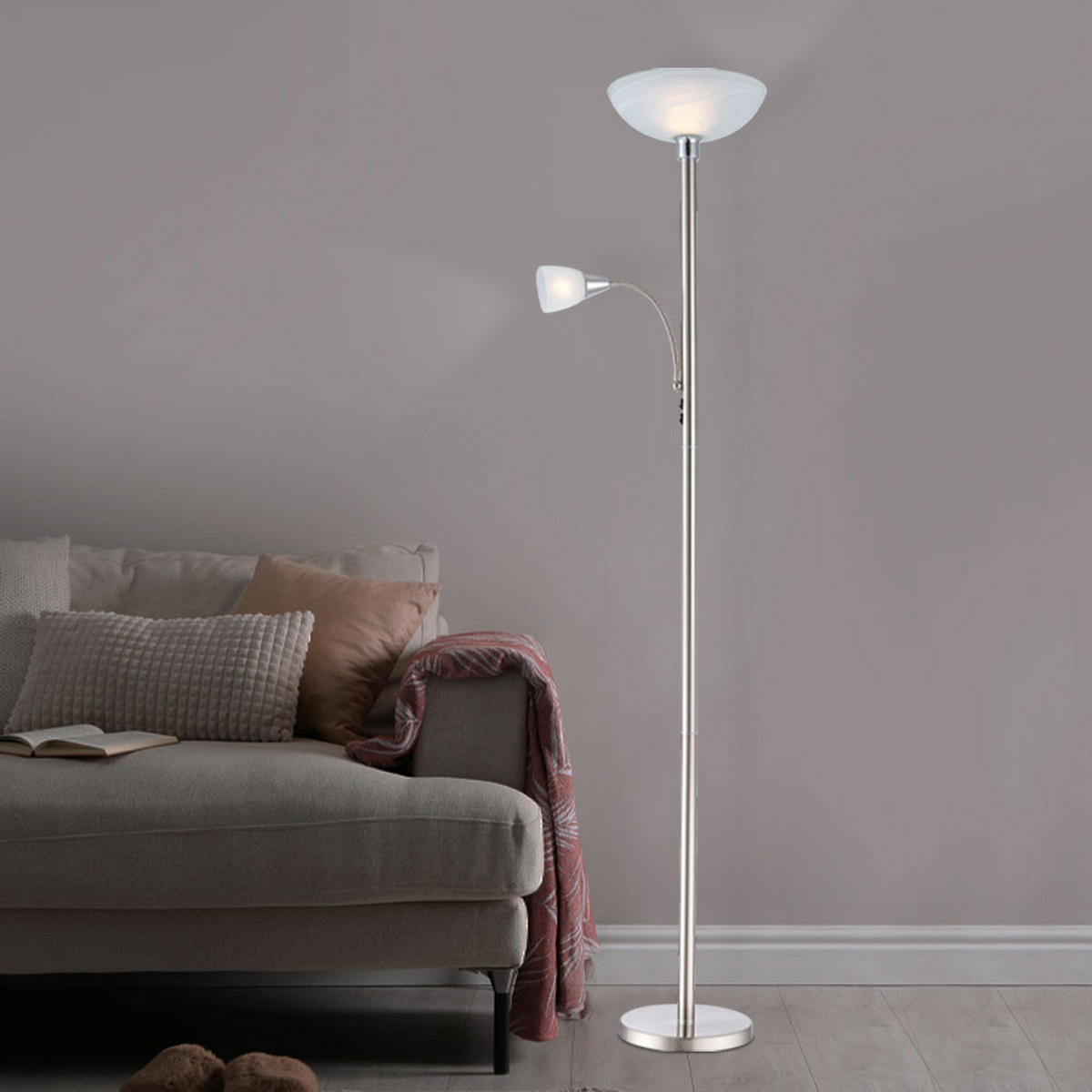 LED STEHLEUCHTE BLADE Silber - Silberfarben, Glas (30/11.2/178cm) - Globo Lighting