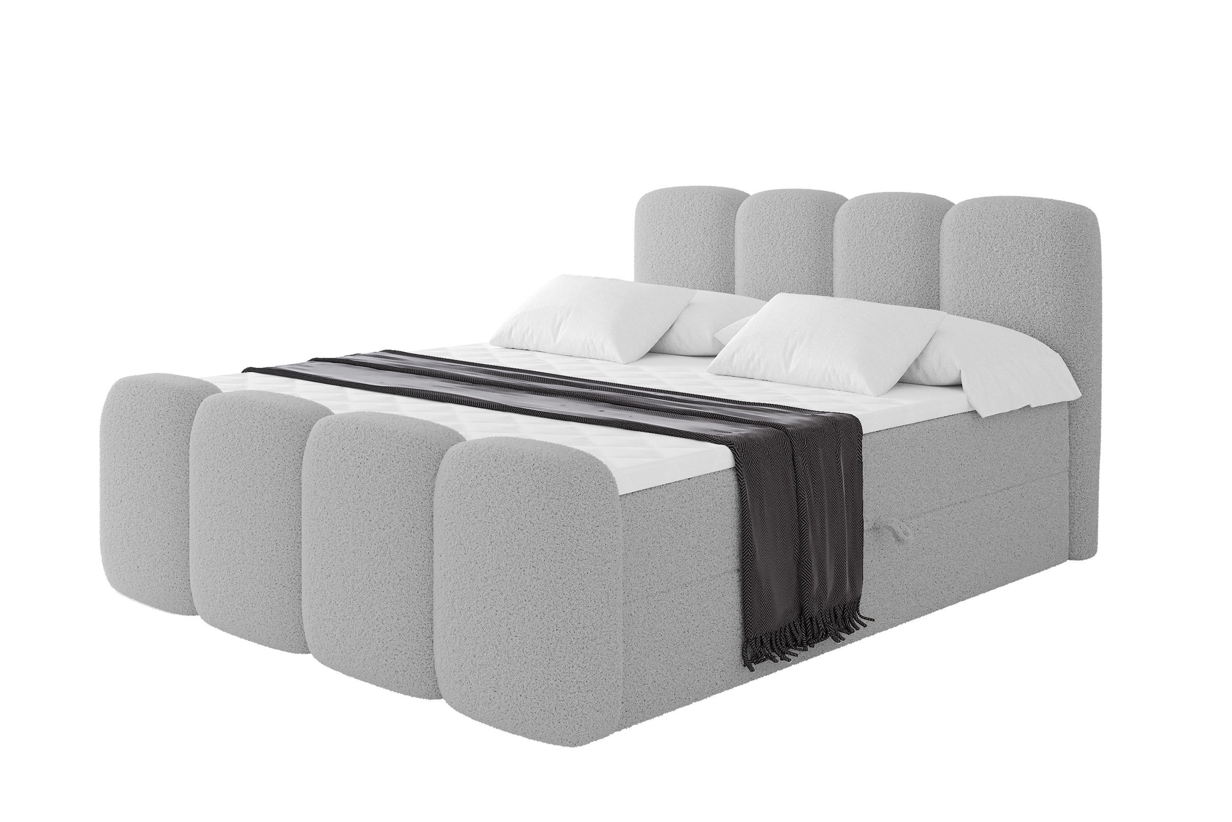 BOXBETT mit Matratze H4 - NINA-Z - 140x200 cm Hellgrau - Hellgrau, Holzwerkstoff (140/200cm) - ALTDECOR