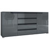 SIDEBOARD Sylt Grau Hochglanz / Schwarz Hochglanz - Grau, Holzwerkstoff (166.5/75.5/35cm) - Vladon