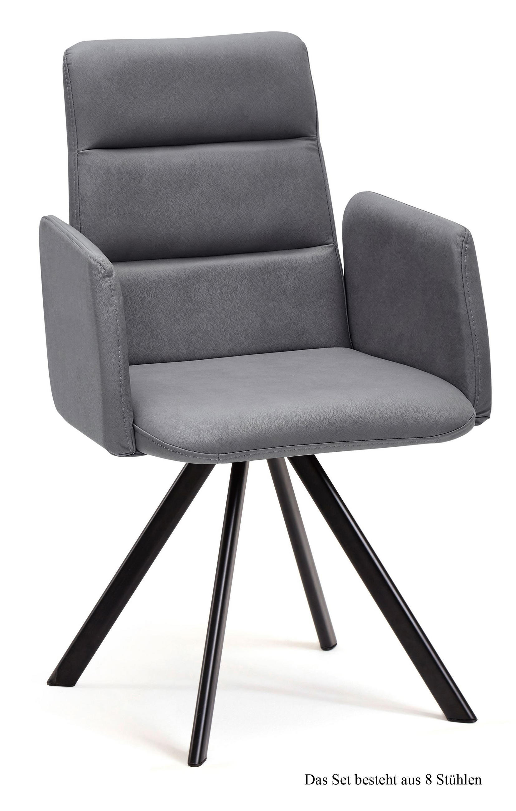 ARMLEHNSTUHL (8er-Set) Deane 52x92x60 Schwarz/Grau - Schwarz/Grau, Kunststoff (60/92/52cm) - 58aufmkessel