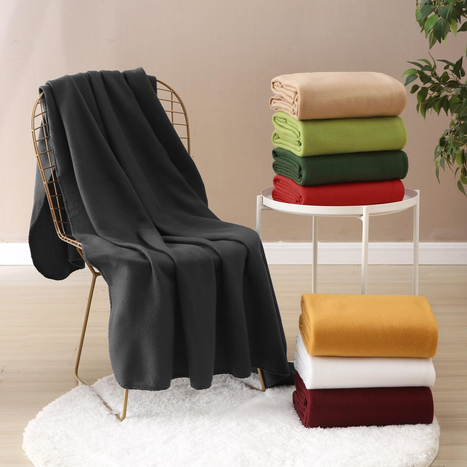 FLEECEDECKE schwarz 130/160 cm Kettelrand Anti-Pilling - Schwarz, Textil (130/160cm) - wometo
