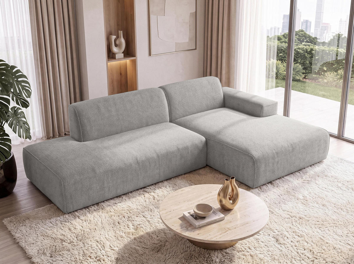 ECKSOFA L Form Didim Duo Hellgrau 288/162/80 cm – stilvolle kleine Eckcouch Rechts - Hellgrau/Schwarz, Kunststoff/Textil (162/288cm) - AX Living