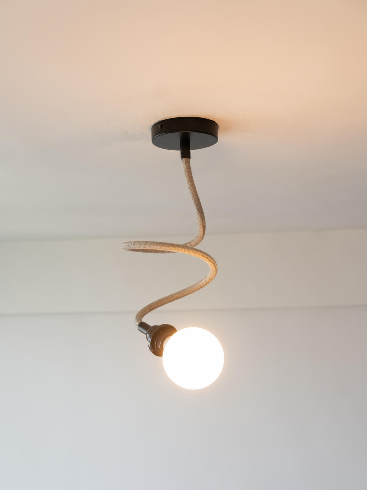 PENDELLEUCHTE TWIST 1 Flammig - Naturfarben, Naturmaterialien (90/12/90cm) - HOOPZI