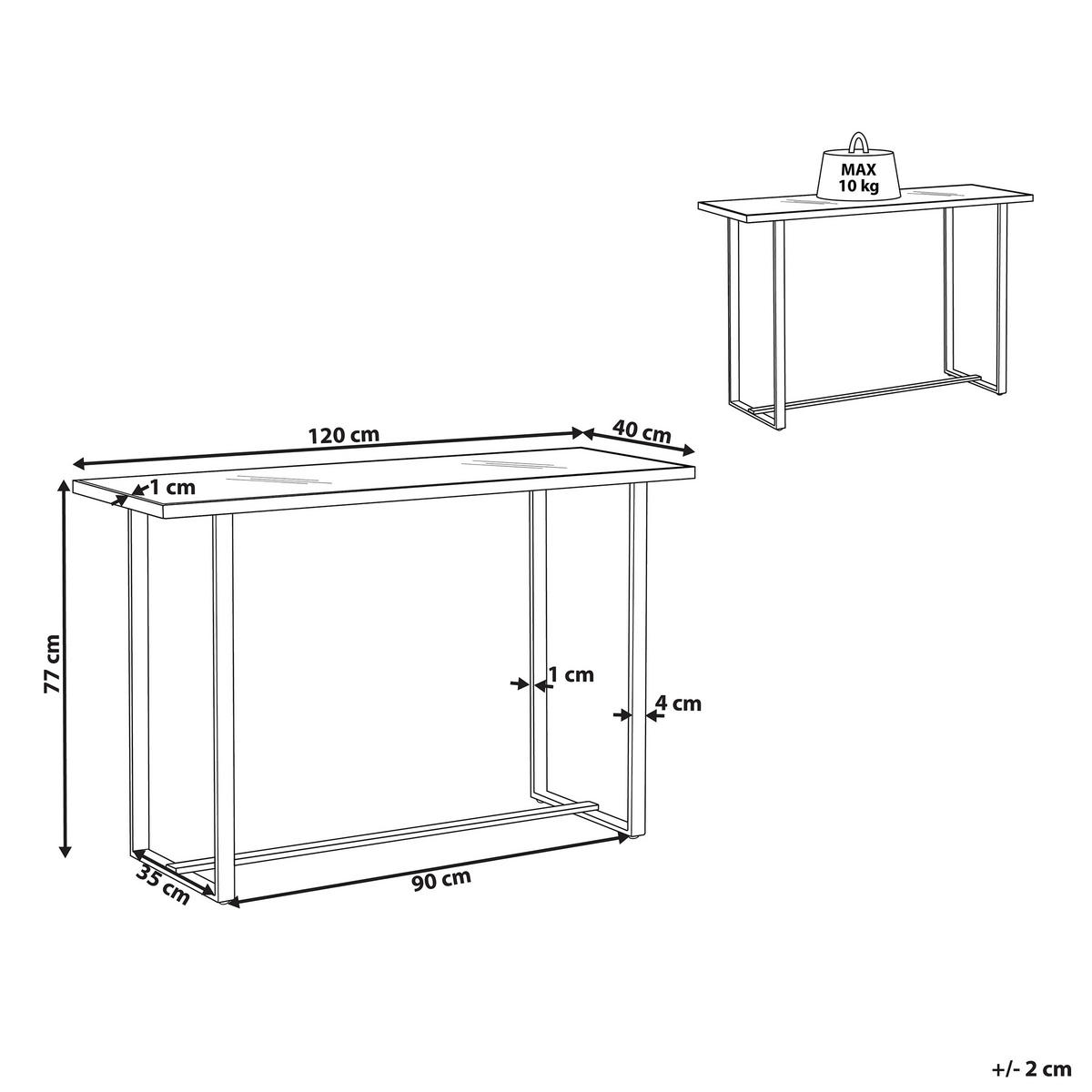 KONSOLENTISCH Marmor Optik weiß/silber Plano - Silberfarben/Weiß, Glas (40/120/77cm) - Beliani