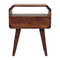 NACHTKASTEN Newton Kastanie, 1 Schublade und Offenes Regal, Dunkelbraun - Dunkelbraun/Messingfarben, Holz/Metall (45/55/35cm) - Artisan Furniture