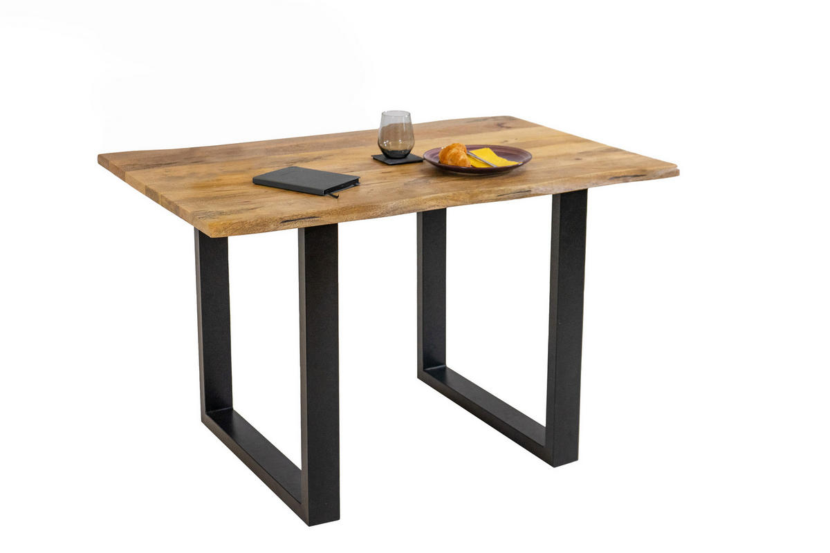 ESSTISCH TIGER - Beige/Schwarz, Holz/Metall (80/140/77cm) - SAM