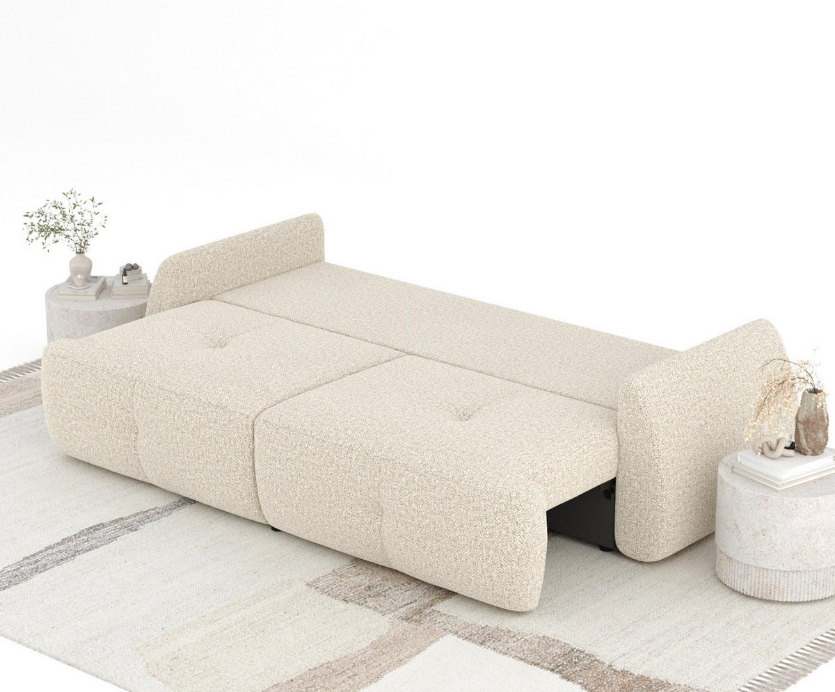 SCHLAFSOFA Loca Beige Plüschstoff - Beige/Schwarz, Holz/Holzwerkstoff (248/92/103cm) - Maison de Reve