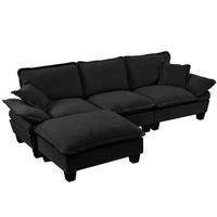 ECKSOFA mit Ottomane 263 x 151 x 90 cm Schwarz - Schwarz, Holz (151/263cm) - Meubliv
