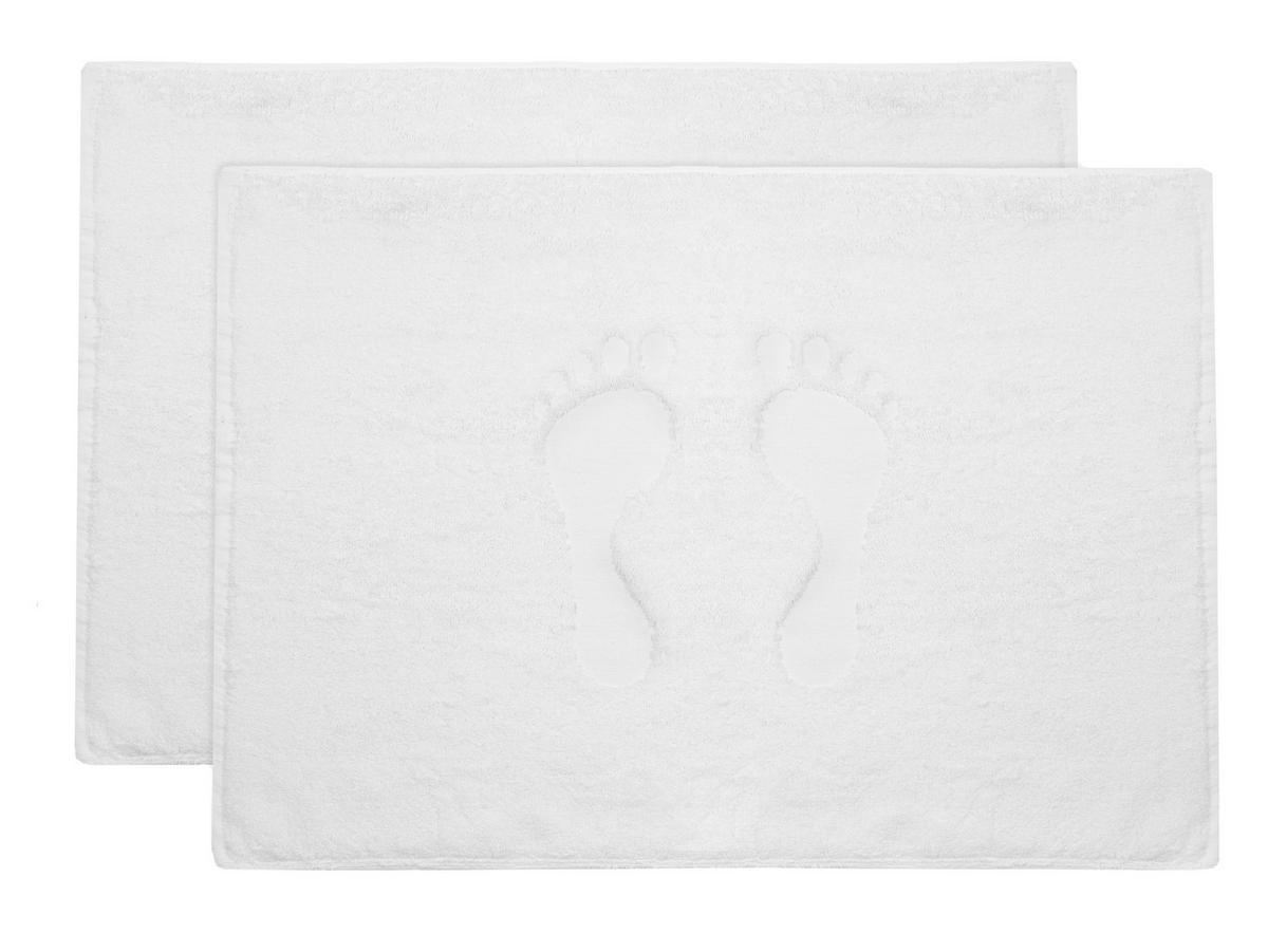 BADEMATTE, 2er-Set, 50x70 cm, 100% Baumwolle, Weiß - Weiß, Textil (50/70cm) - Zollner