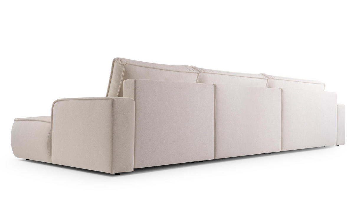 WOHNLANDSCHAFT Ablia Creme 364/168/87 cm mit Schlaffunktion - Creme/Schwarz, Kunststoff/Textil (364/87/168cm) - AX Living
