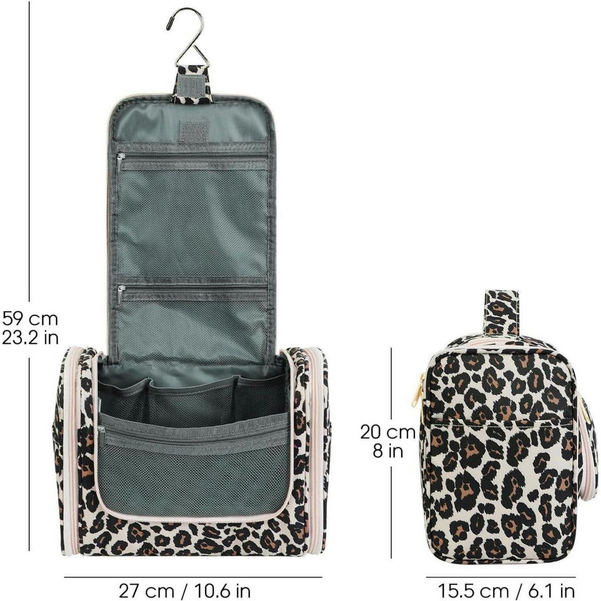 WASCHTASCHE zum Aufhängen mit Leopardenmuster Rosa - Multicolor, Textil (5/2/5cm)