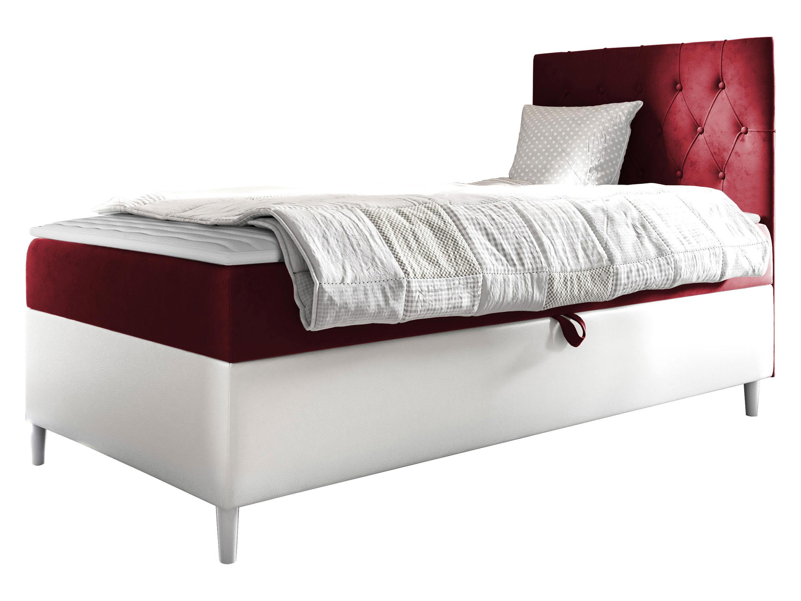 BOXBETT Filip Junior 1, Seite zum Öffnen des Bettkastens: Rechts - Rot/Weiß, Holz (90/200cm) - MIRJAN24