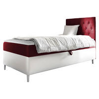 BOXBETT Filip Junior 1, Seite zum Öffnen des Bettkastens: Rechts - Rot/Weiß, Holz (90/200cm) - MIRJAN24