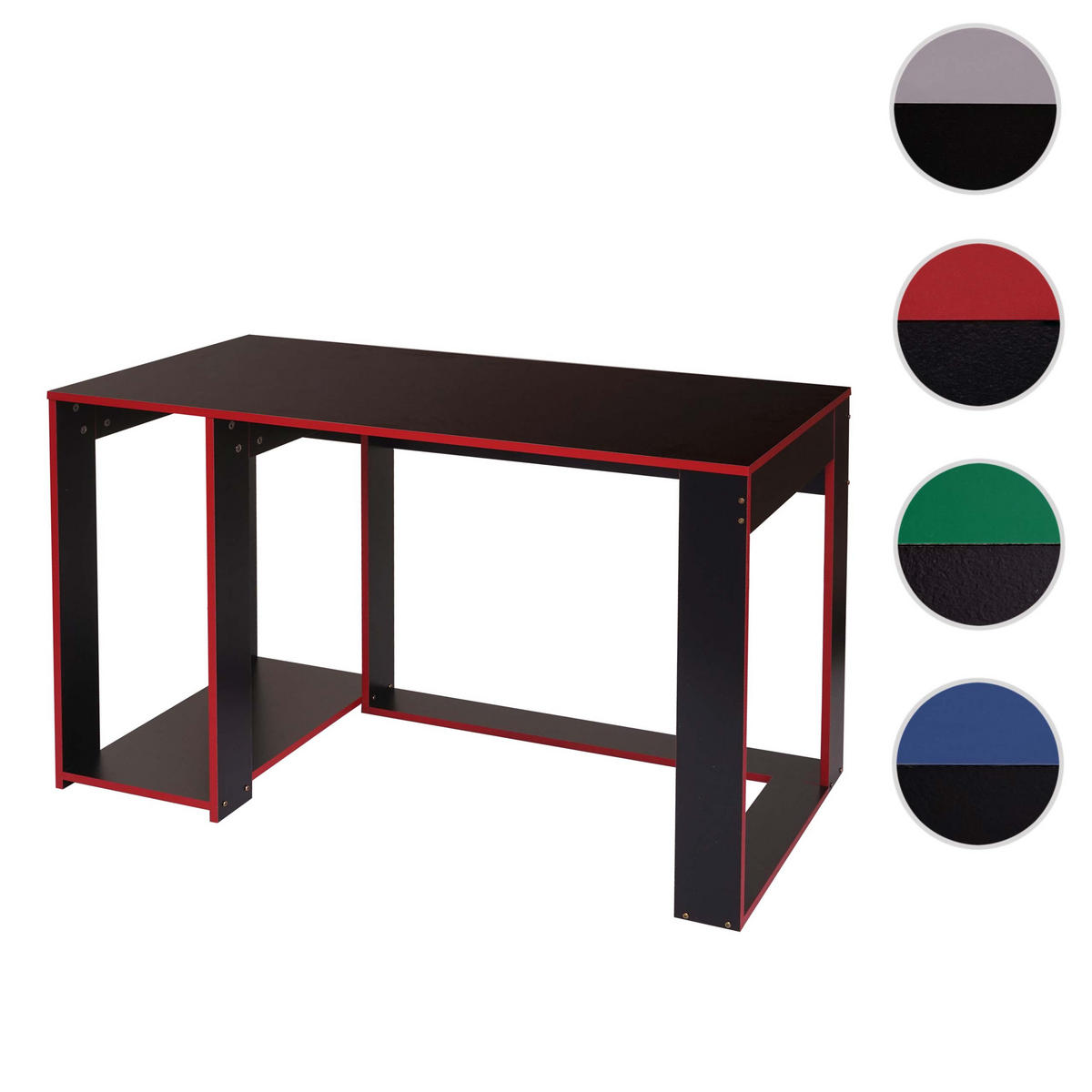 SCHREIBTISCH rechteck Schwarz, Rot - Rot/Schwarz, Holzwerkstoff (60/120/76cm) - MCW