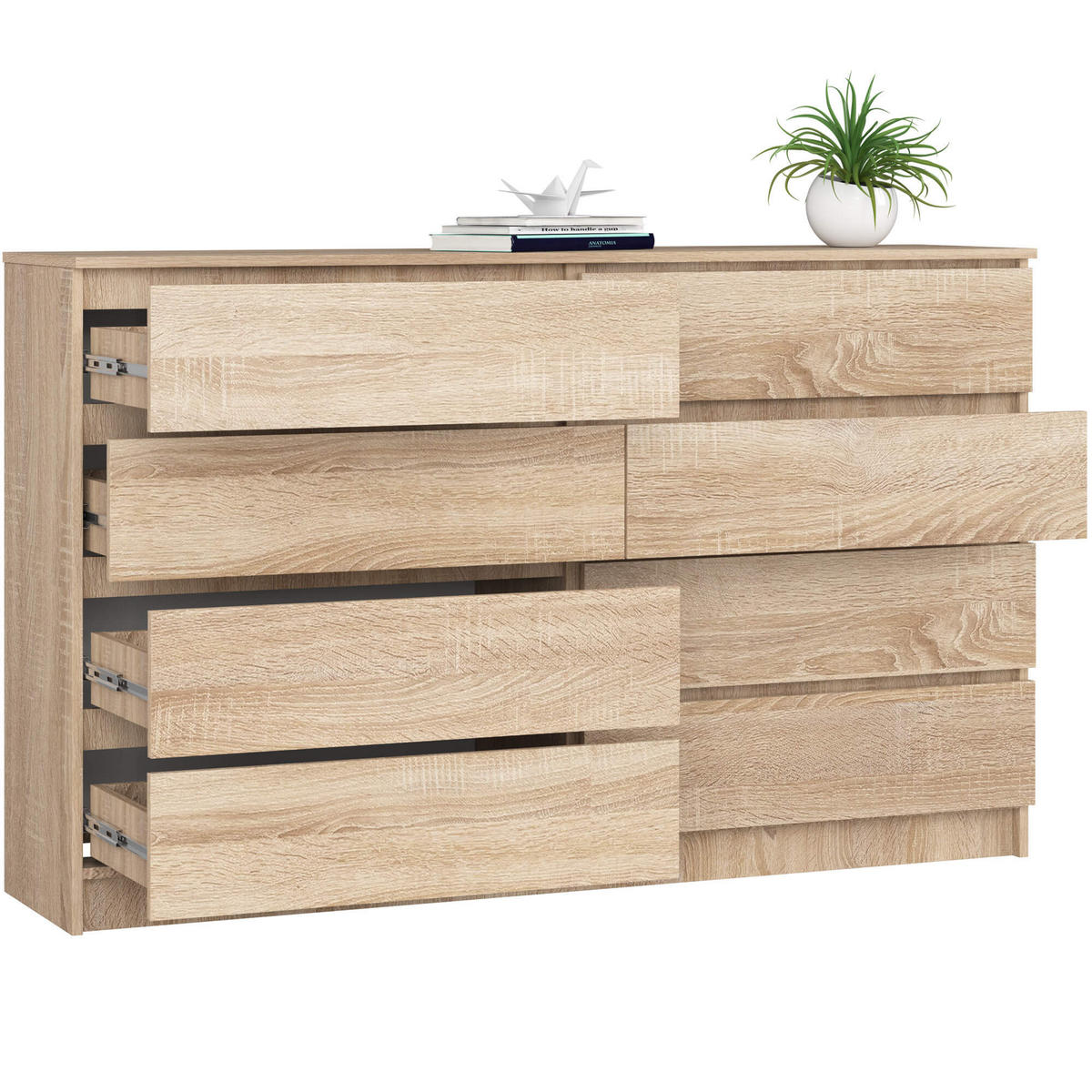 KOMMODE Eiche Sonoma 99/160/40 - Sonoma Eiche, Holzwerkstoff (160/99/40cm) - RAUMHIRSCH FURNITURE