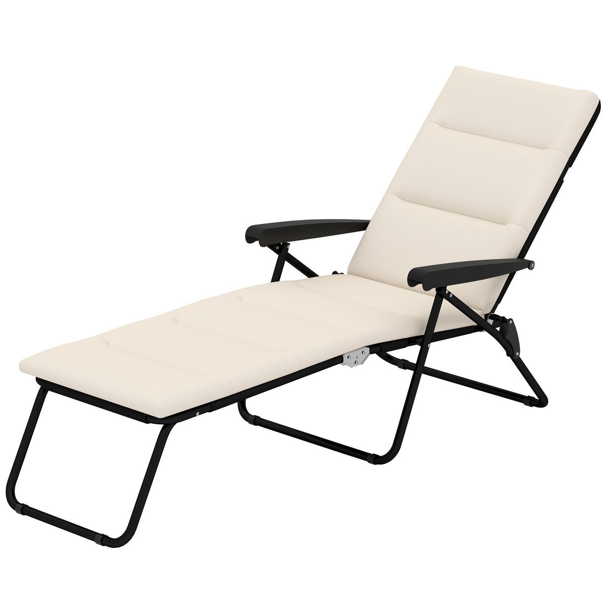 SONNENLIEGE DE-15653 153 cm, 6 Positionen, mit Matratze Creme - Creme, Metall (58.5/89/153cm) - ComfortXL