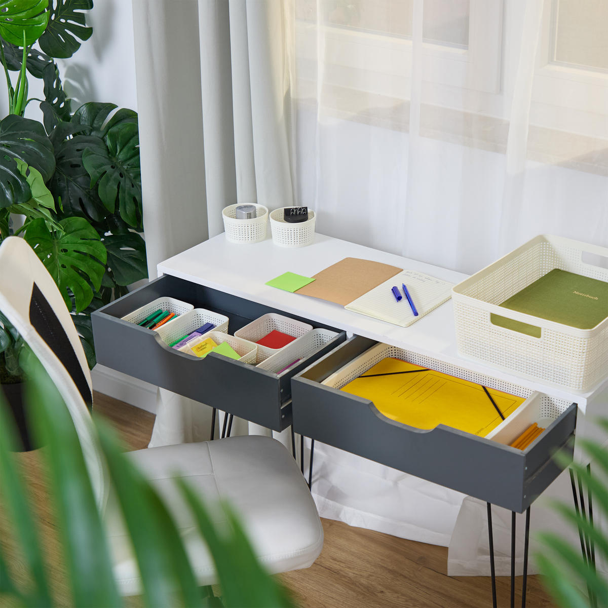 10-DIELNY zásuvkový organizér - biela, plast (35/13/28.5cm) - Relaxdays