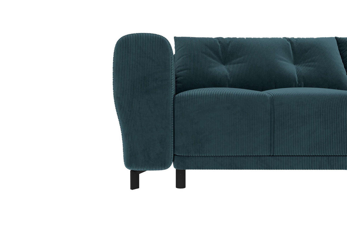 ECKSOFA Massimo Cordstoff Blau inkl. Schlaffunktion Rechts - Blau/Schwarz, Textil/Metall (246/177cm) - 99rooms