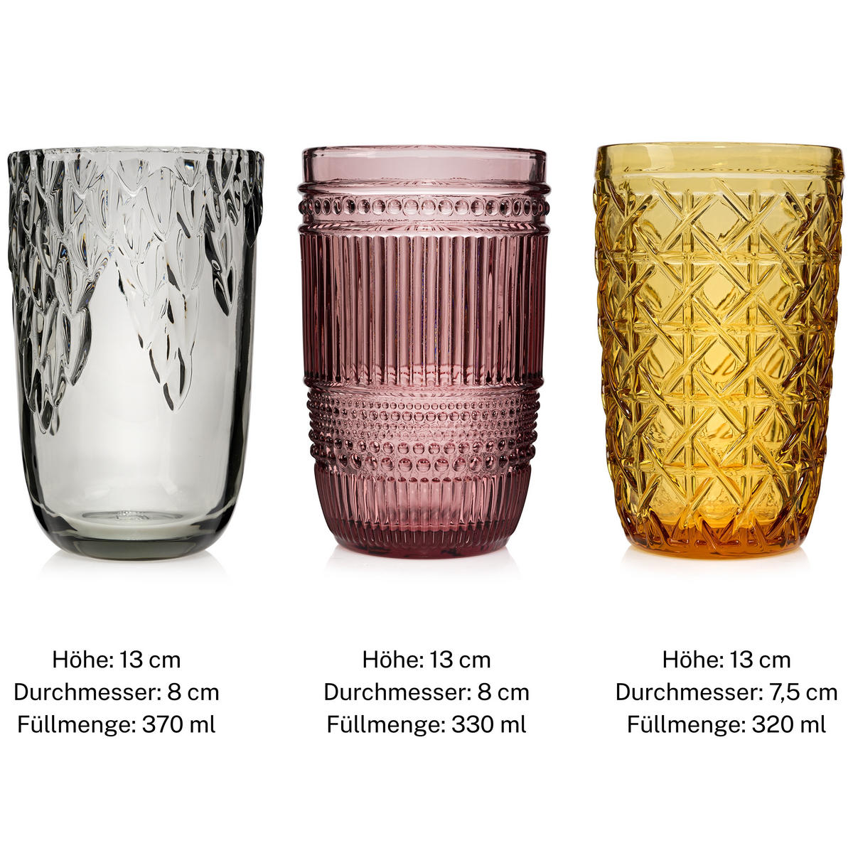 TRINKGLÄSER SET FARO - 6 teilig aus Glas - Multicolor, Glas - Sänger