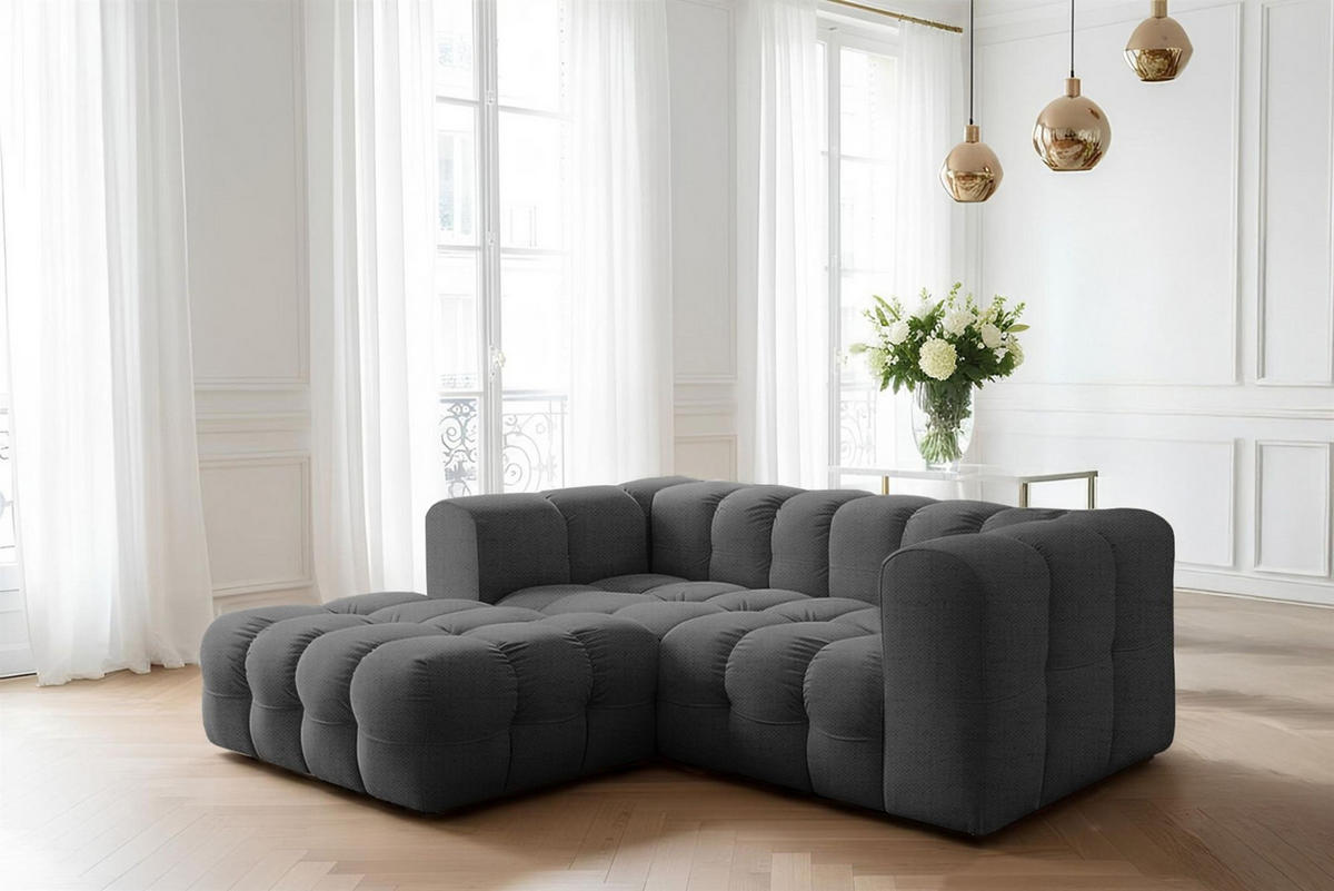 ECKSOFA Solvie Xs In Moly - Anthrazit, Holzwerkstoff/Textil (193/239cm) - Fun Möbel