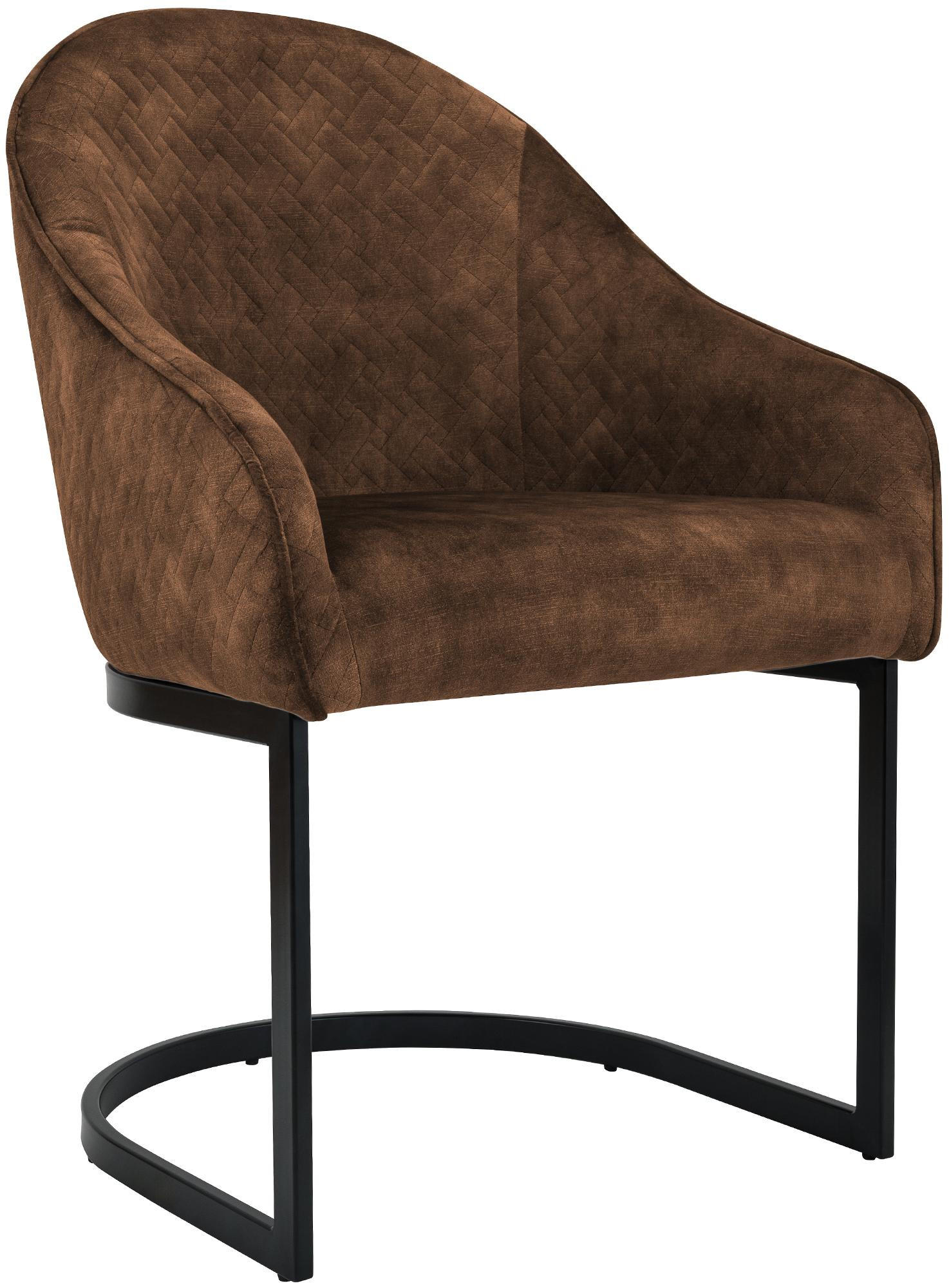 ESSZIMMERSTUHL Samt Coffee - Schwarz/Braun, Textil/Metall (60/87/59cm) - CLP