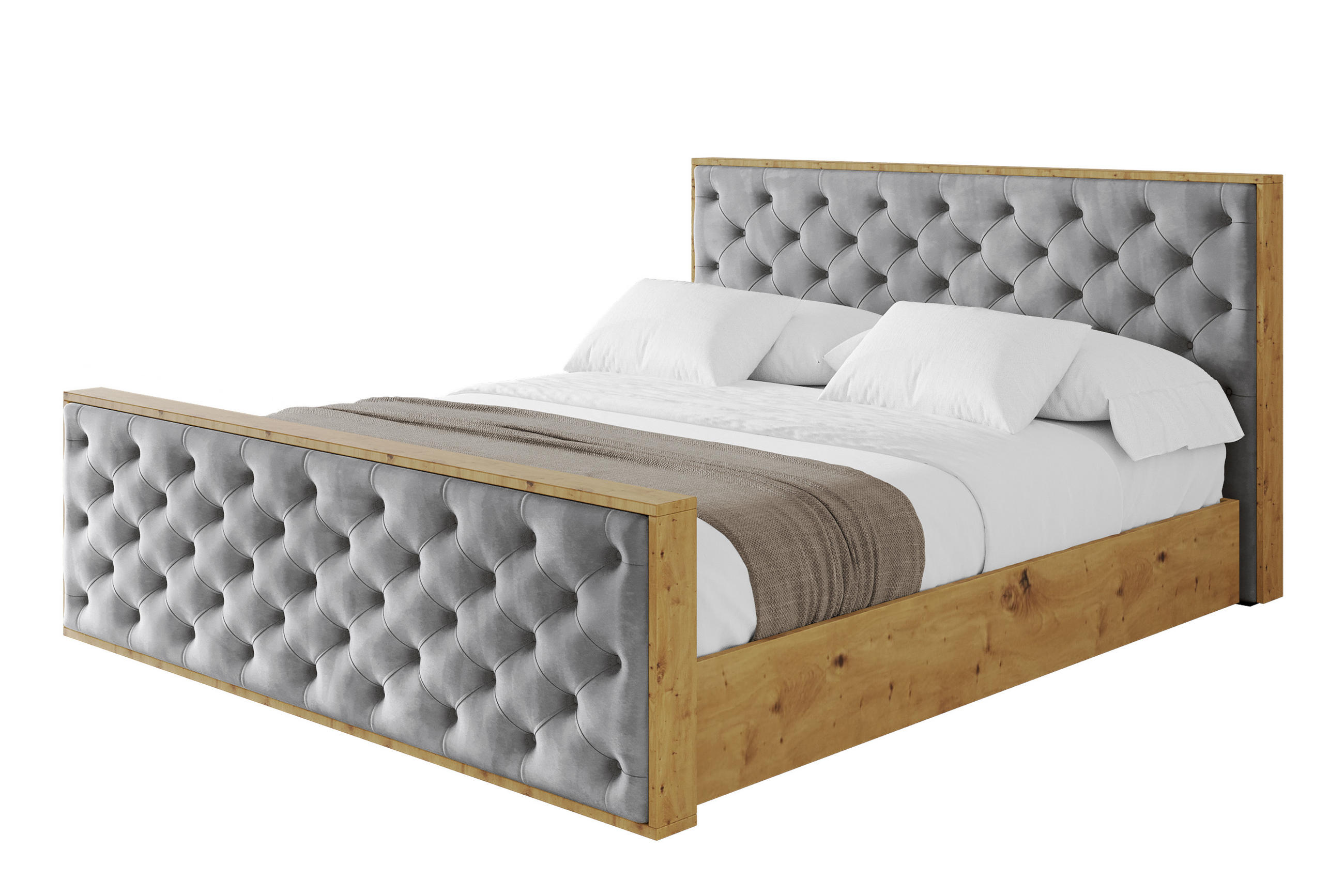 POLSTERBETT mit Bettkasten, Fußteil und Lattenrost, Boxbett ohne Matratze - ENZO3-Z 180x200 Grau - Grau, Holzwerkstoff/Textil (180/200cm) - ALTDECOR