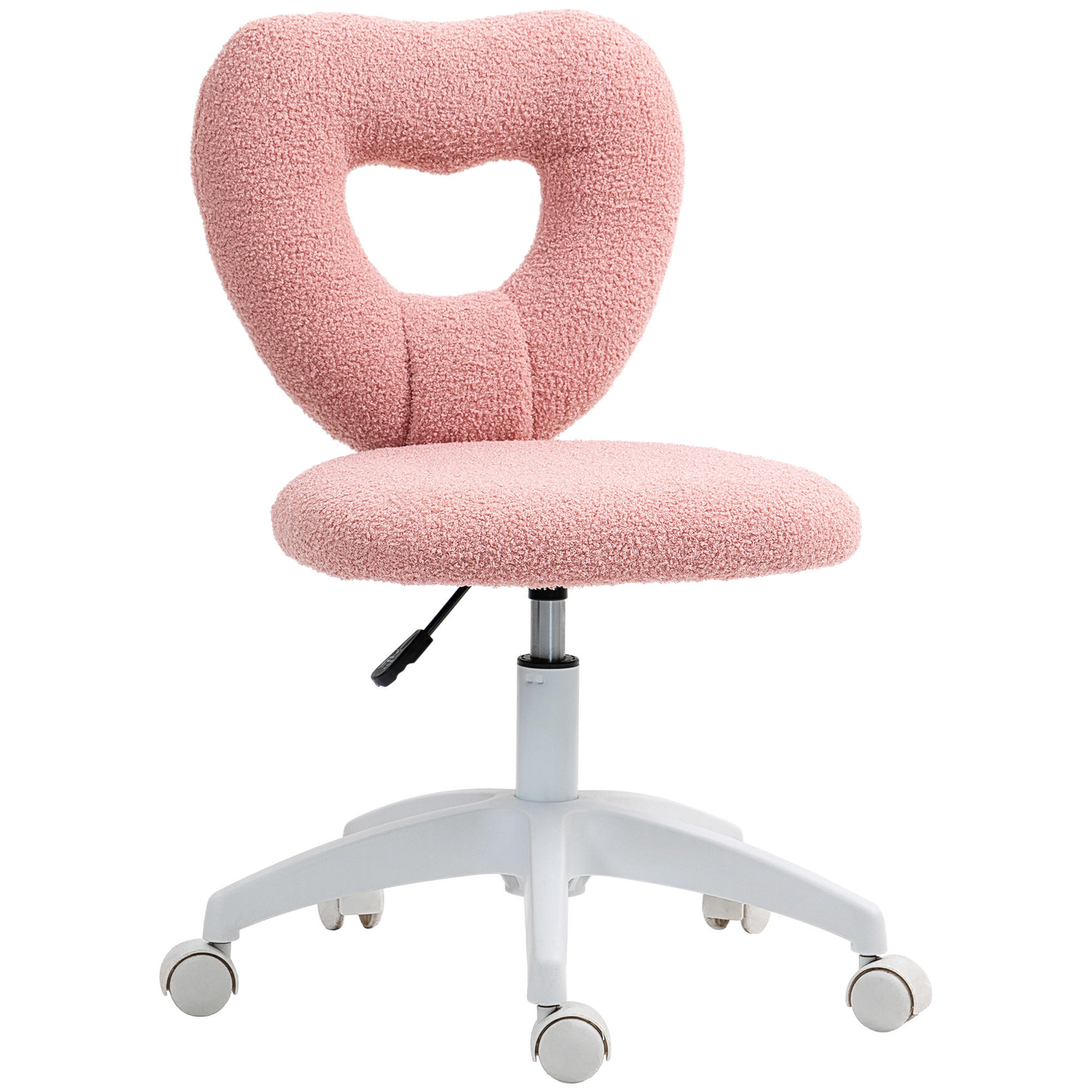 SCHREIBTISCHSTUHL Bürostuhl Drehbar Homeoffice Stuhl mit Herzförmige Rückenlehne - Rosa, Kunststoff (45/88/56cm) - HOMCOM