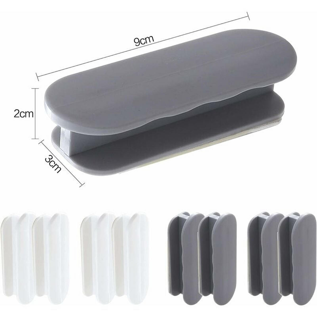 MÖBELGRIFF 8er-Set Klebegriffe - Silberfarben, Kunststoff (3/2/9cm)