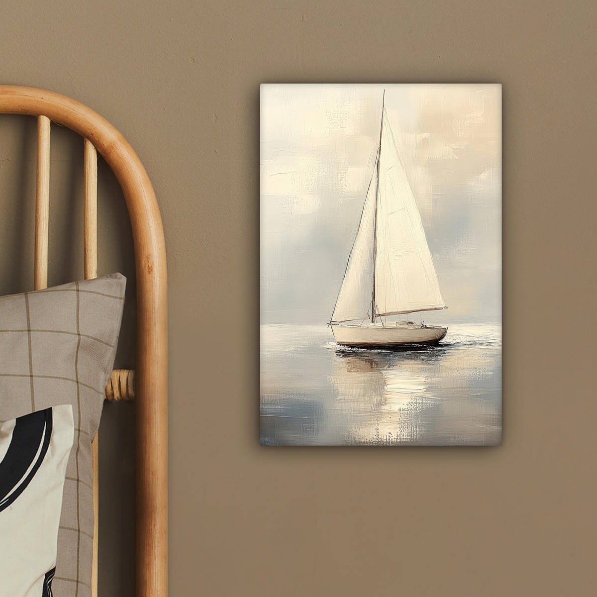 LEINWANDBILD Segelschiff - Meer - Bewölkt 20x30 cm - Creme, Textil (20/30cm) - MuchoWow