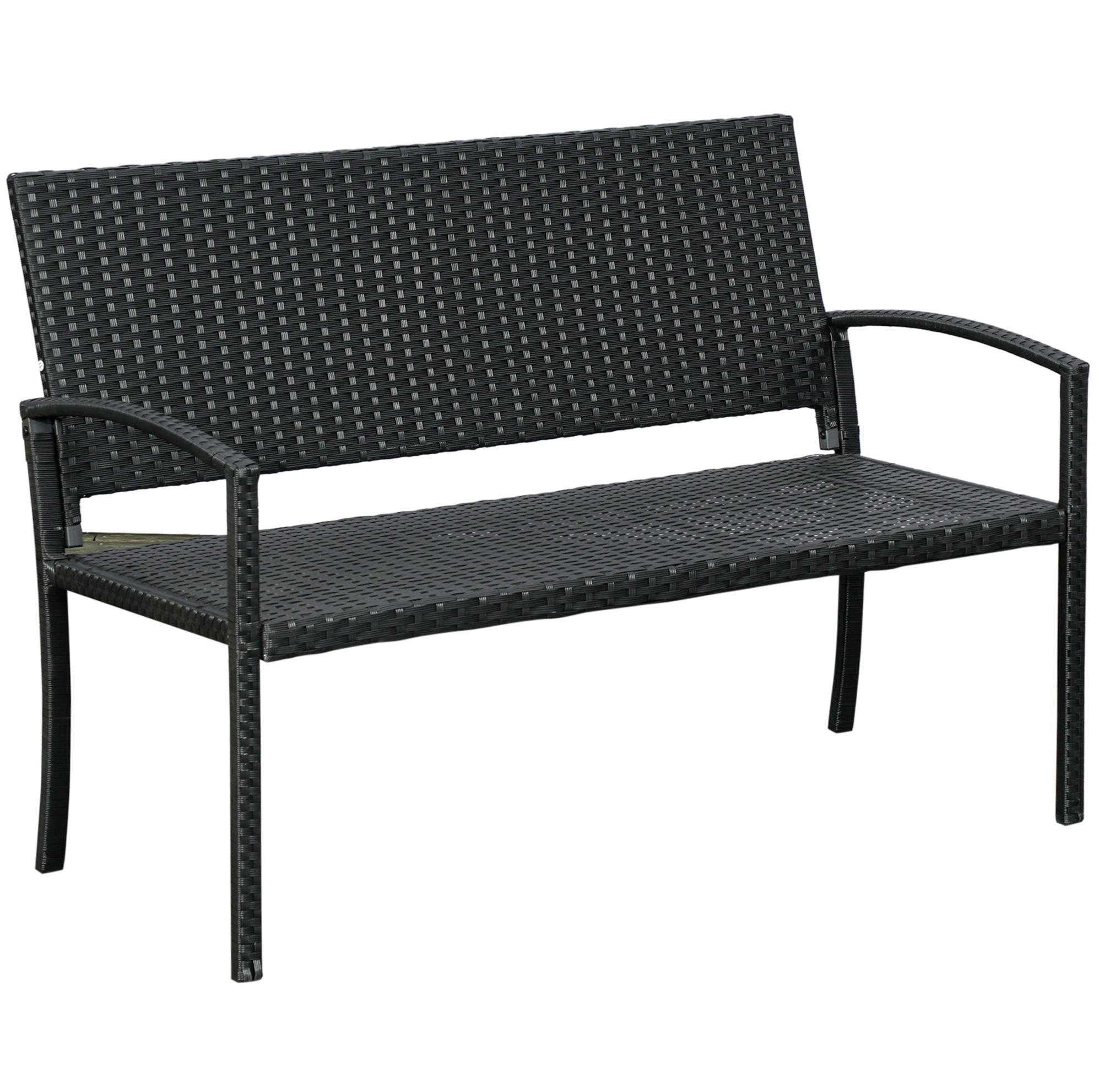 ZAHRADNÍ lavice 122/60/87 cm černá z oceli a polyratanu pro 2 osoby - černá, kov (60/85/122cm) - OKWISH